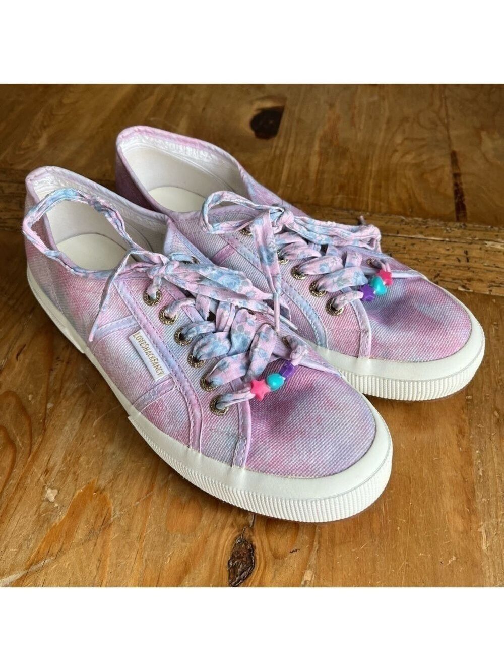 SUPERGA X Women’s LoveShackFancy Classic Sneaker Cotton Candy Pink Tie Dye 7.5